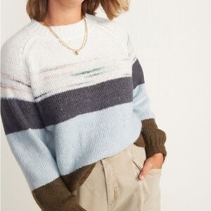 Old Navy Neutral Striped Knit Sweater Size S Cozy Casual